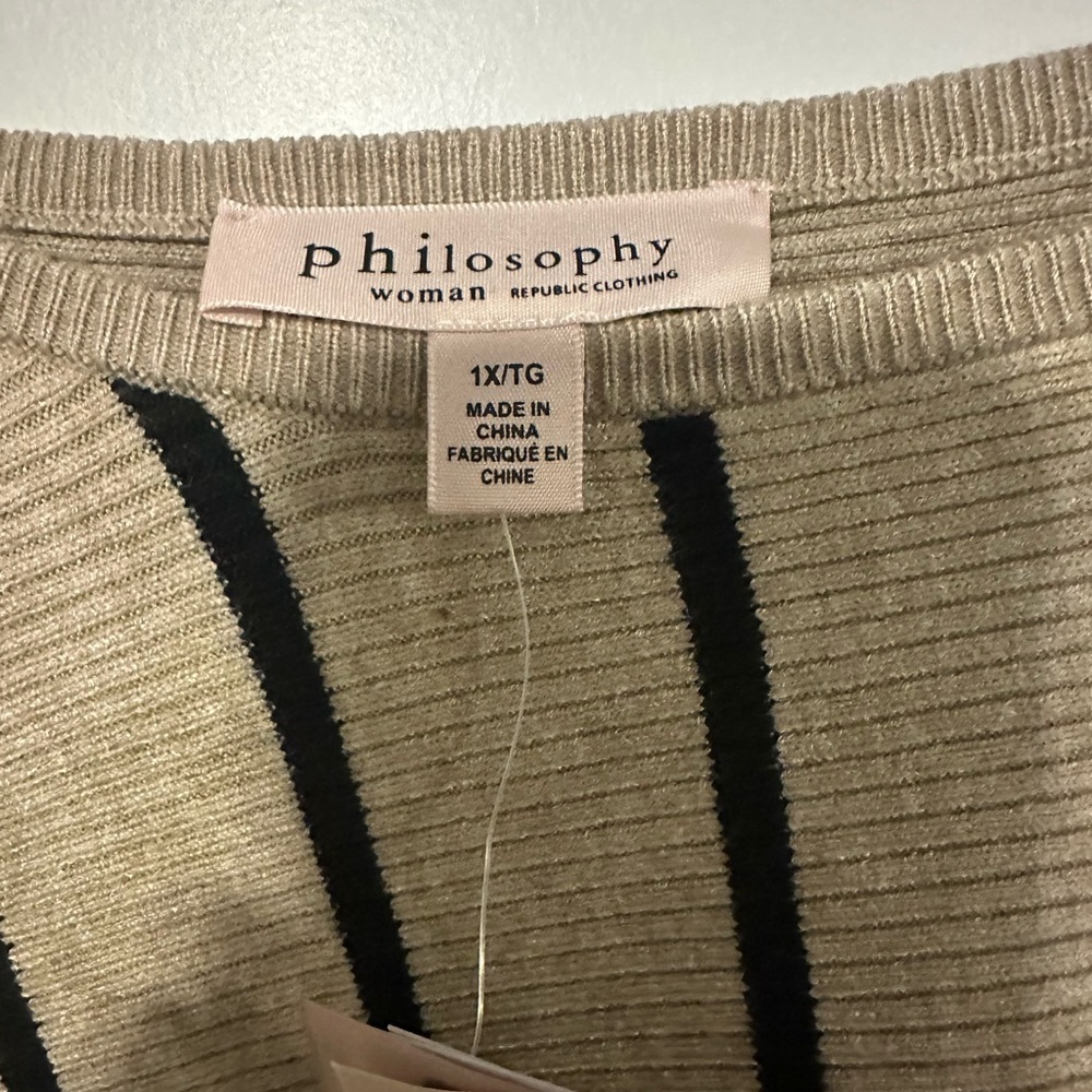 Philosophy Women's Striped Sweater - Tan and Black - Picture 4 of 5